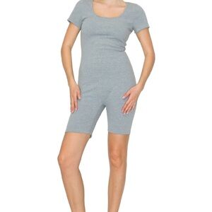 Gray Short Sleeve Jumpsuit Romper